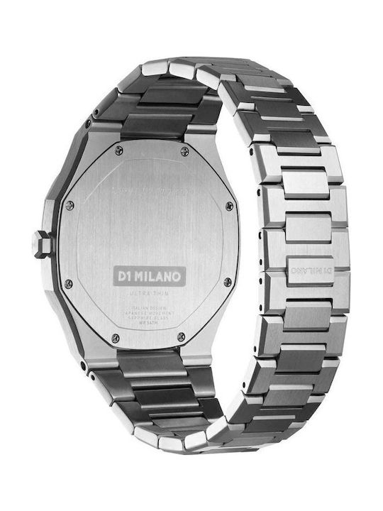 D1 Milano Ultra Thin Men's Watch Battery with Silver Metal Bracelet