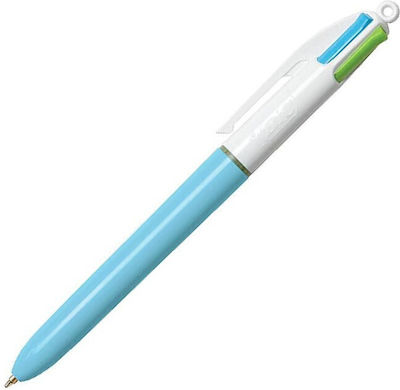 Bic 4 Colours Fun Pen Ballpoint 1mm with Multicolour Ink Light Blue Body