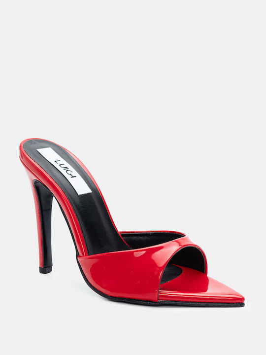 Luigi Heel Mules Red