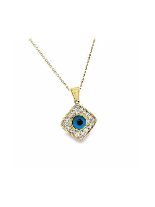 Xryseio Halskette Auge aus Gold 14K mit Zirkon