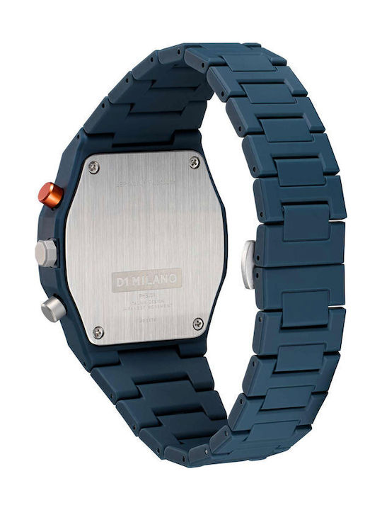 D1 Milano Men's Watch Chronograph Battery with Blue Ceramic Bracelet