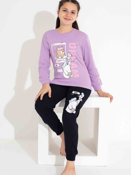 Esthisis Kids Pyjamas Winter Cotton Lila