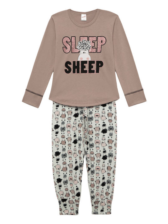 Minerva Kids' Pajamas Winter Mocha Sheeps coffee late