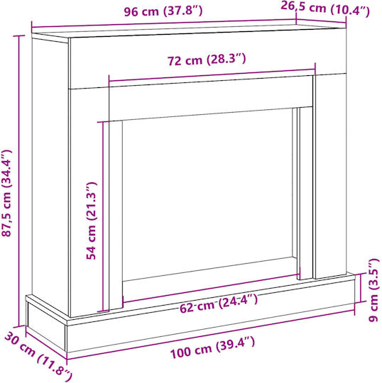vidaXL Μεταλλικό Προστατευτικό Τζακιού 100x30x87.5cm