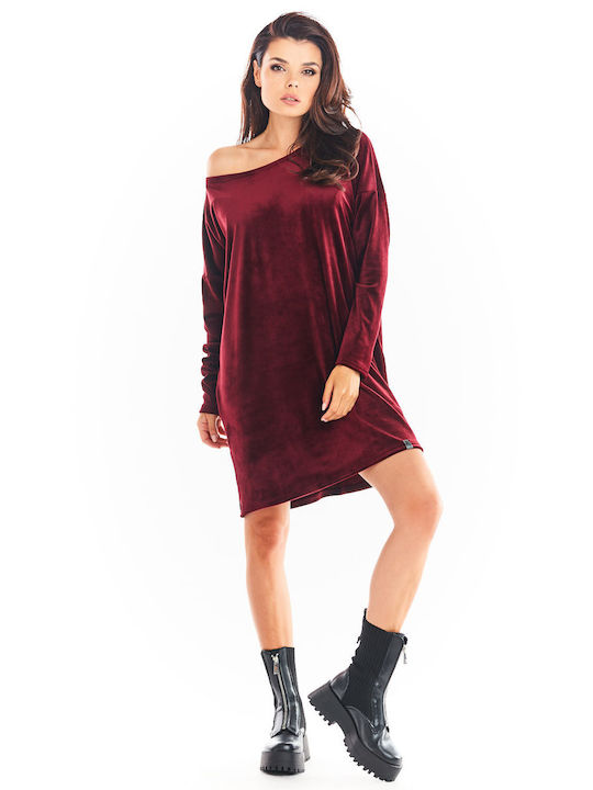 Awama Midi Rochie de Seară Catifea Burgundy