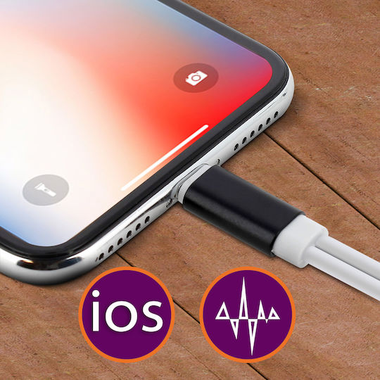 Adaptor audio & Încărcător Apple Lightning la Jack Lightning 3.5mm-alb