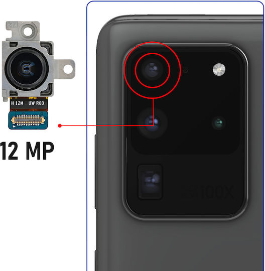 Clappio 12MP Ultra Wide Angle Camera for Samsung Galaxy S20 Ultra Black