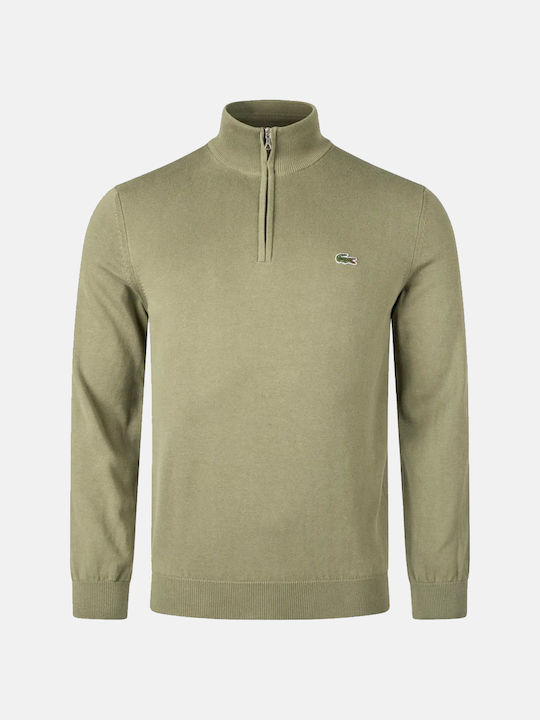 Lacoste Men's Long Sleeve Sweater with Zipper Khaki