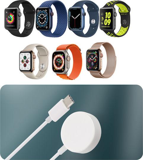 Încărcător Apple Watch Series Ultra 8 7 6 5 4 3 2 Wireless 30cm Alb
