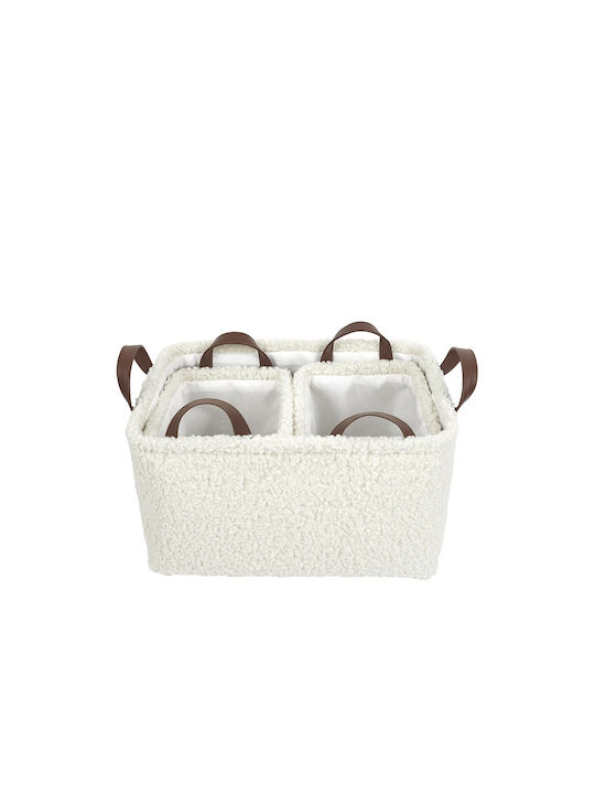 The Home Deco Factory Set of Decorative Baskets Plastic with Handles White 20cm 3pcs