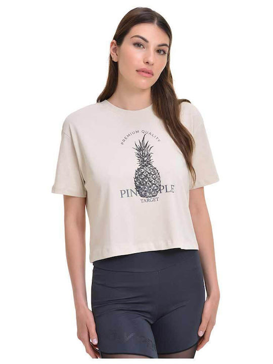 Women's Summer Crop Top Cotton Short Sleeve Pineapple