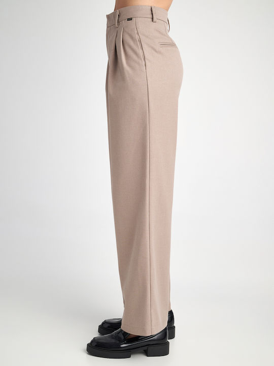 Marina Women's Fabric Trousers Light Beige
