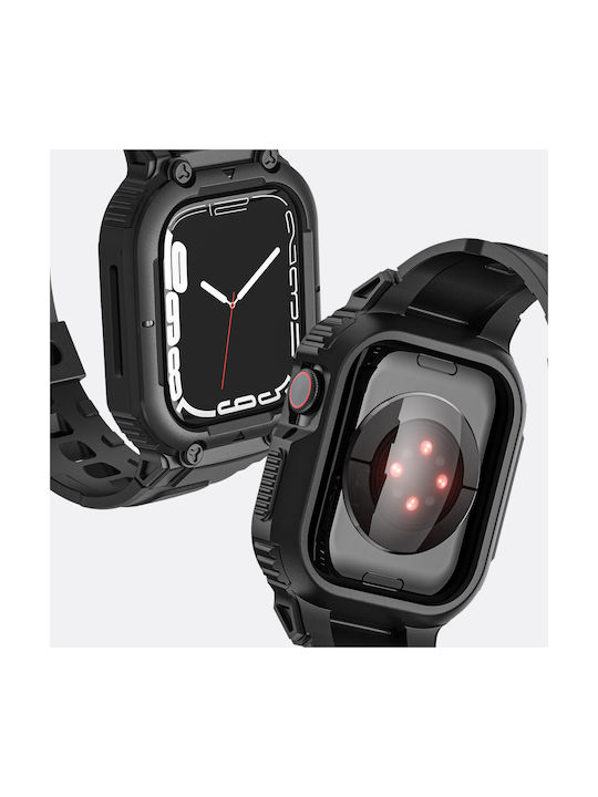 Силиконова регулируема каишка за Apple Watch Ultra 49mm Черна