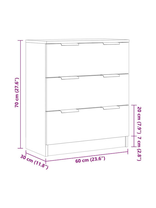 Συρταριέρα Κρεβατοκάμαρας Ξύλινη Καφέ 60x30x70εκ.