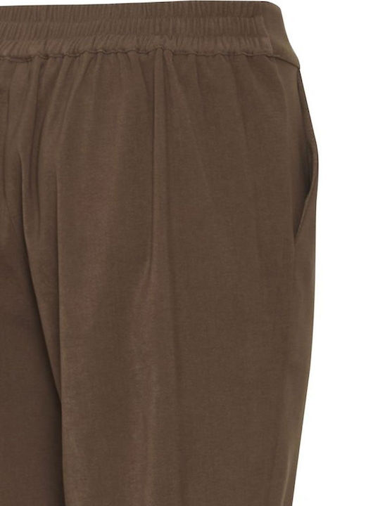 Fransa Women's Fabric Trousers in Regular Fit coffee