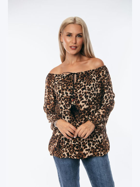 Dress Up Women's Blouse Animal Print Black