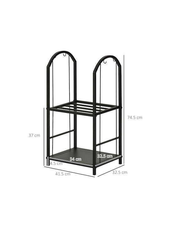 Outsunny Металик Рафт Съхранение на Дърва 41.5x32.5x74.5см Черен