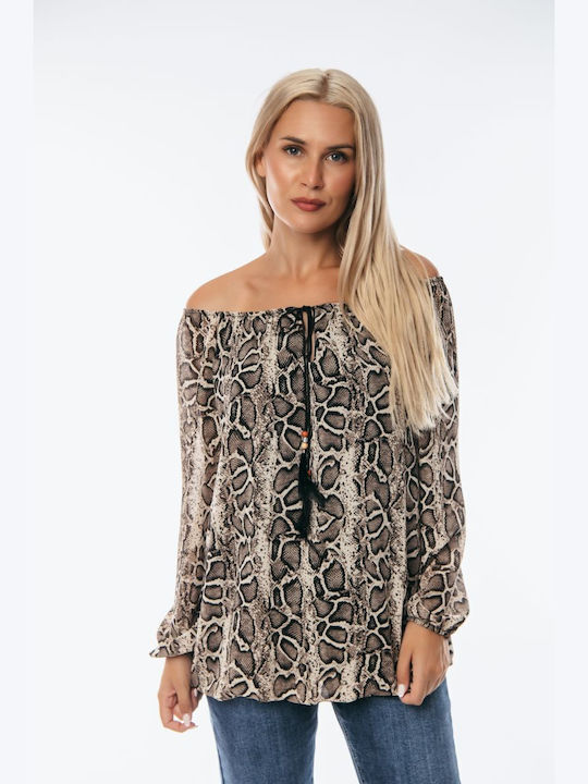 Dress Up Women's Blouse Animal Print Black