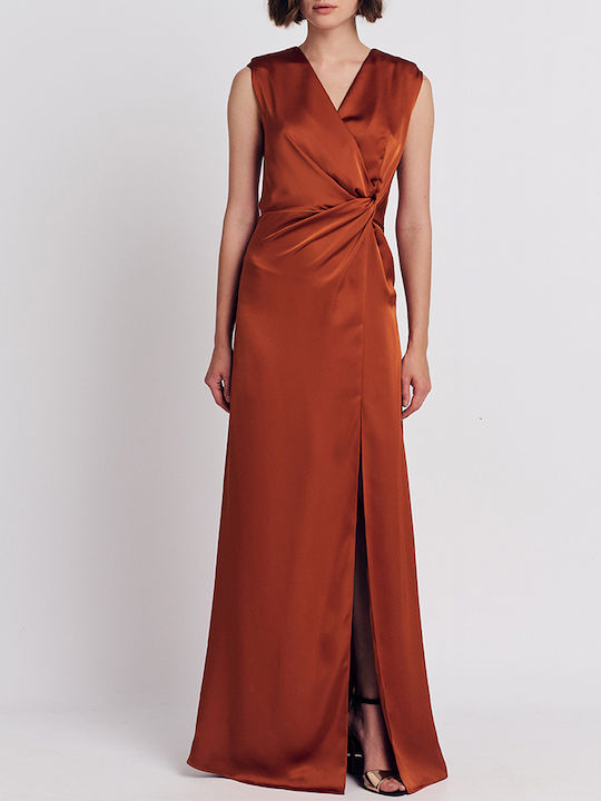 Forel Maxi Abendkleid Satin Firebrick