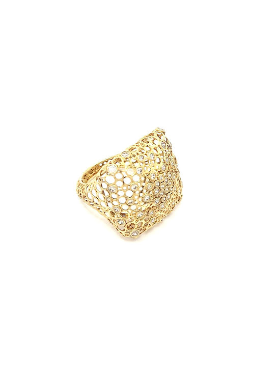 PS Silver Ring with Zircon made of Silver Gold Plated