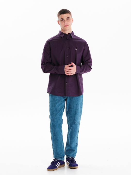 Long-sleeved Cotton Shirt Purple