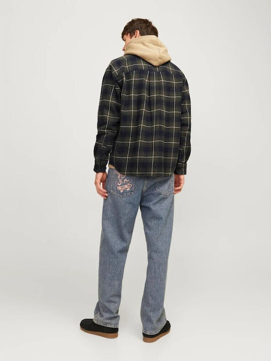 Jack & Jones Cămașă Bărbătească Supraîmbrăcăminte Cu mânecă lungă Flanel Verificat Sky Captain