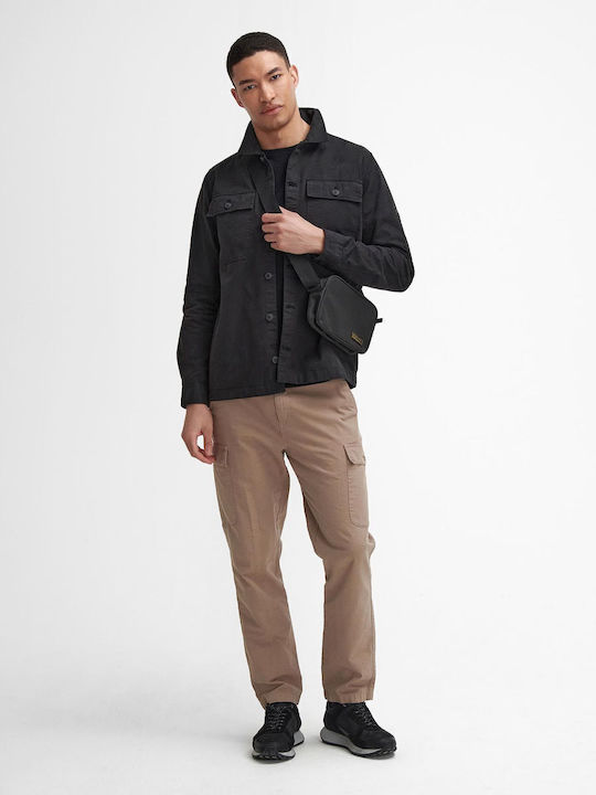 Μακρυμάνικo Βαμβακερό Overshirt σε Κανονική Γραμμή Black