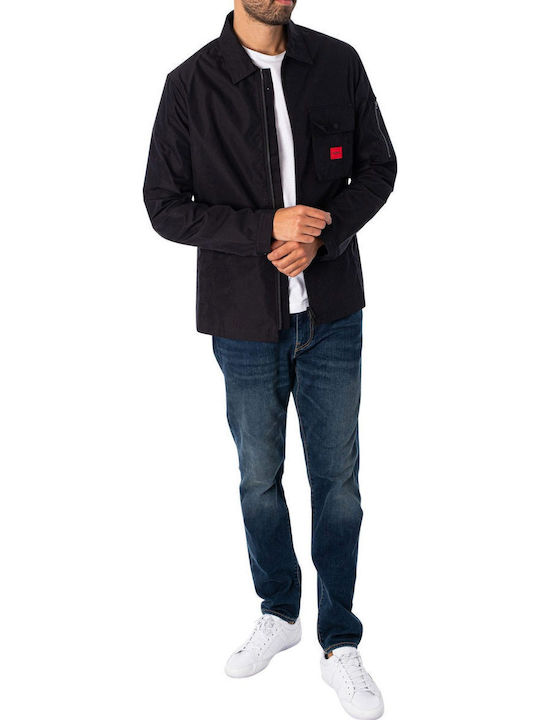 Emmond Long Sleeve Overshirt In Wide Line Black