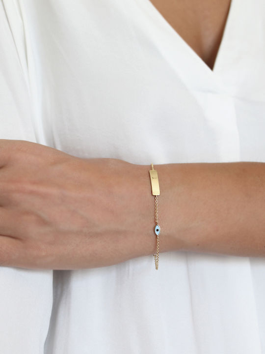 Kritsimis Bracelet Id with design Eye made of Gold 14K