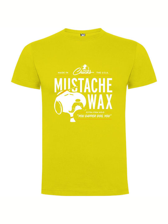 Wax & Chuck: Mustache Art Tricou Galben Bumbac