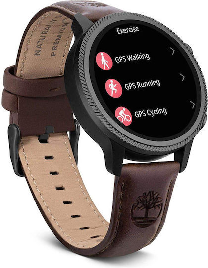 Timberland Trail Force S1 48mm Smartwatch with Heart Rate Monitor (Dark Brown Leather Strap Gift Set)