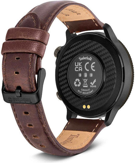 Timberland Trail Force S1 48mm Smartwatch with Heart Rate Monitor (Dark Brown Leather Strap Gift Set)