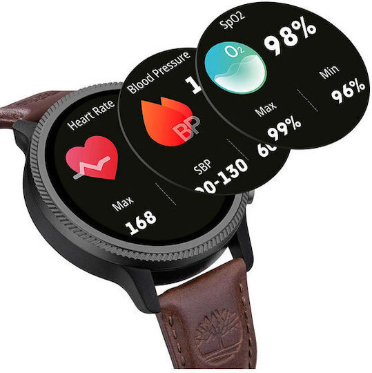 Timberland Trail Force S1 48mm Smartwatch with Heart Rate Monitor (Dark Brown Leather Strap Gift Set)