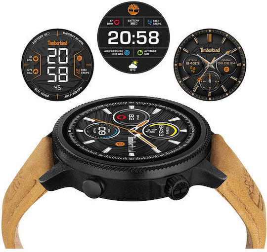 Timberland Trail Force S1 48mm Smartwatch με Παλμογράφο (Light Brown Leather Strap Gift Set)