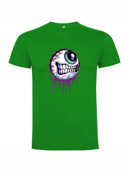 Enigmatic Eye Encounter T-shirt Green Cotton