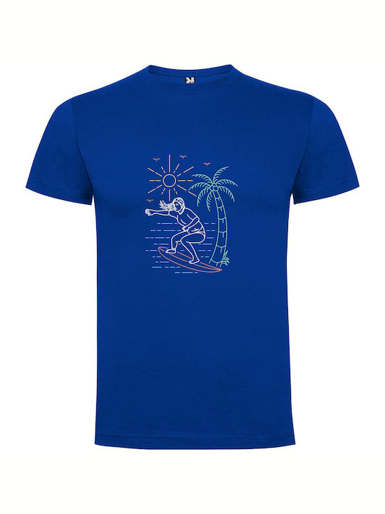 Wave Rider Chic T-shirt Blue Cotton