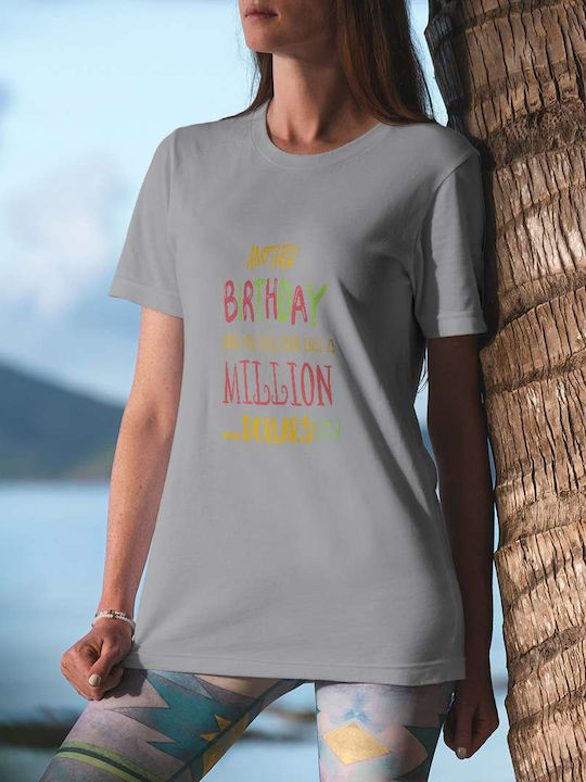 Birthday Greeting T-shirt Gray Cotton