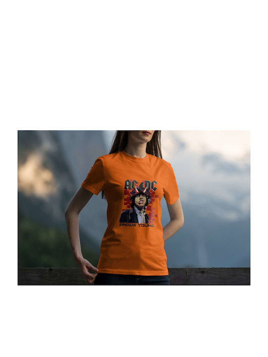 Ac/dc Themed Art T-shirt AC/DC Orange Baumwolle