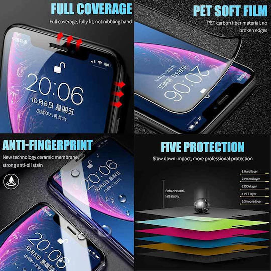 5D Full Face Tempered Glass Μαύρο (Motorola G14, G54, G73)