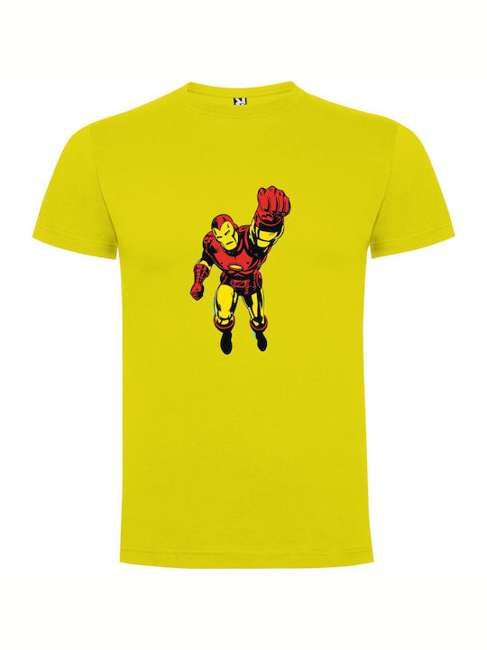 Superior Vintage Iron Man Tricou Galben Bumbac