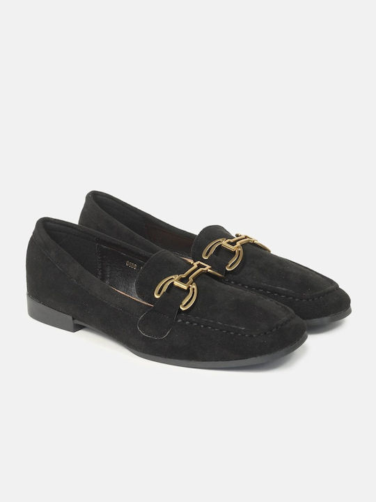 InShoes Leather Women's Loafers in Black Color