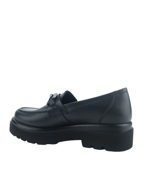 Leather Women's Loafers in Black Color