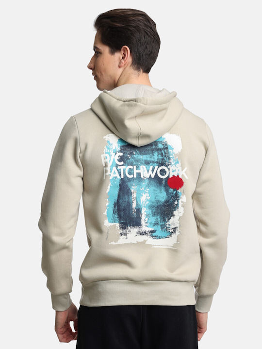 Paco & Co Herren Sweatshirt mit Kapuze Off White