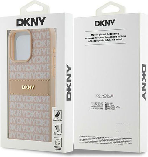 Θήκη Dkny Pu Leather Repeat Pattern Tonal Stripe Case Apple Iphone 15 Pro Max 6.7" Pink