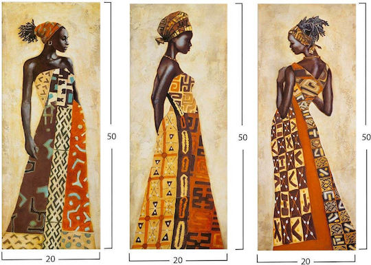 HomeMarkt Africal Style Women Dreifach Gemälde auf Leinwand 50x60cm