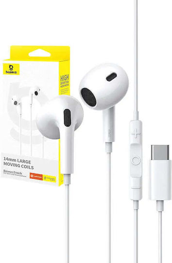 Baseus Encok Cz17 In-ear Handsfree Ακουστικά με Βύσμα USB-C Λευκό