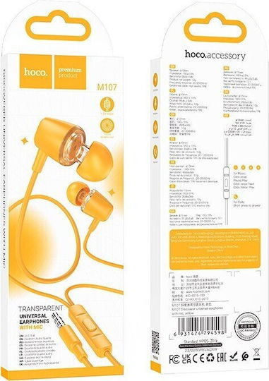 Hoco M107 Discoverer În ureche Handsfree cu Mufă 3.5mm Galben