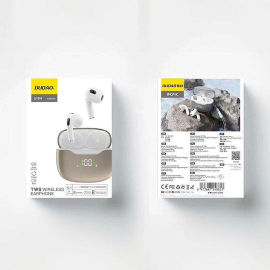 Dudao U15N In-ear Bluetooth Handsfree Ακουστικά με Θήκη Φόρτισης Λευκά