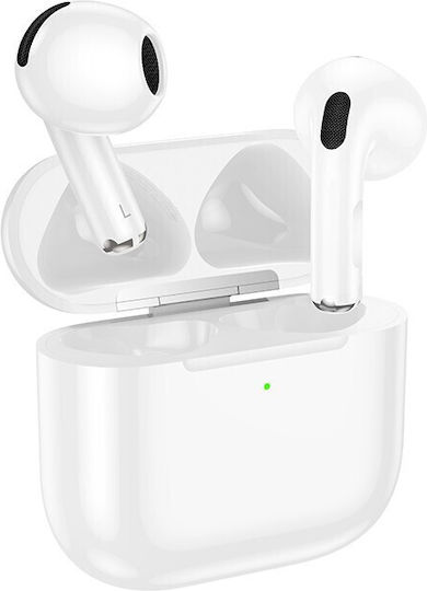Borofone ΕW64 Earbud Bluetooth Handsfree Ακουστικά με Θήκη Φόρτισης Λευκά