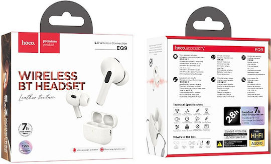 Hoco EQ9 Duke In-ear Bluetooth Handsfree Ακουστικά με Θήκη Φόρτισης Λευκά